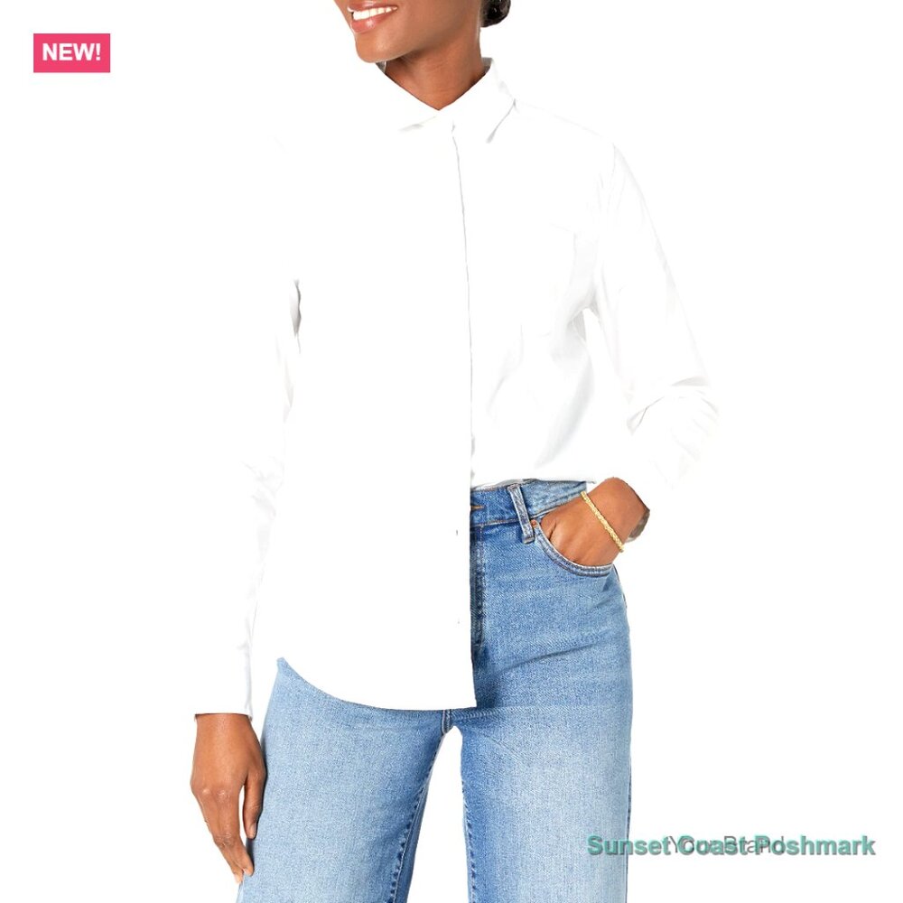 Women's Regular-Fit Long-Sleeve Button-Down Poplin Shirt